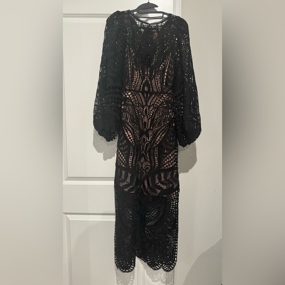 FARM Rio Nature Guipure Midi-Dress